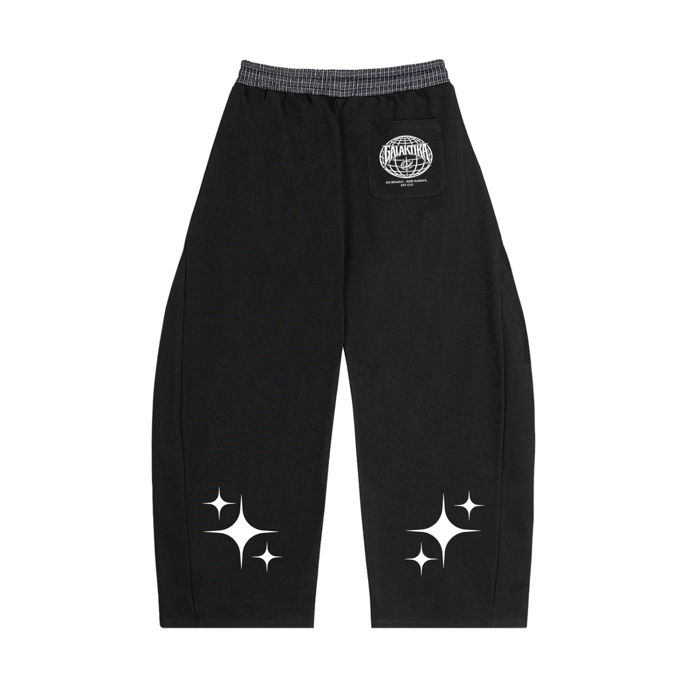 GALAKTIKA Plaid Waistband Barrel Sweatpants
