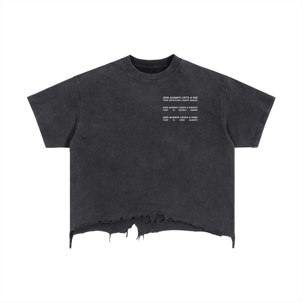 GALAKTIKA Vintage Wash Boxy Distressed Hem