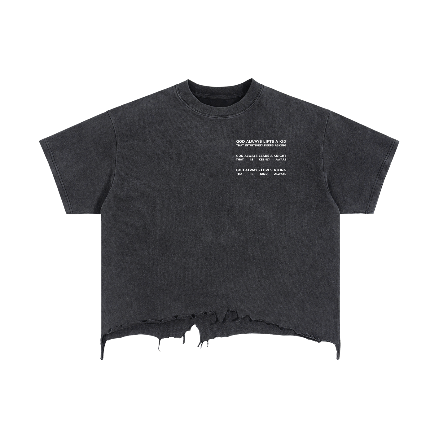 GALAKTIKA Vintage Wash Boxy Distressed Hem