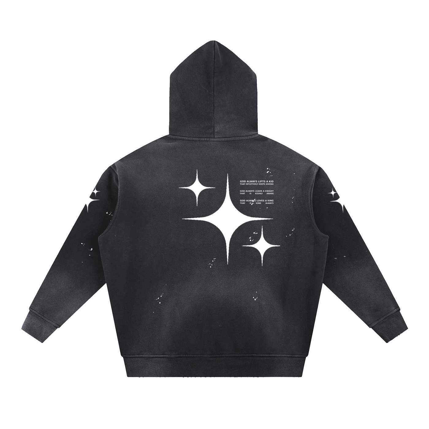 GALAKTIKA Vintage Washed Frayed Fleece Hoodie