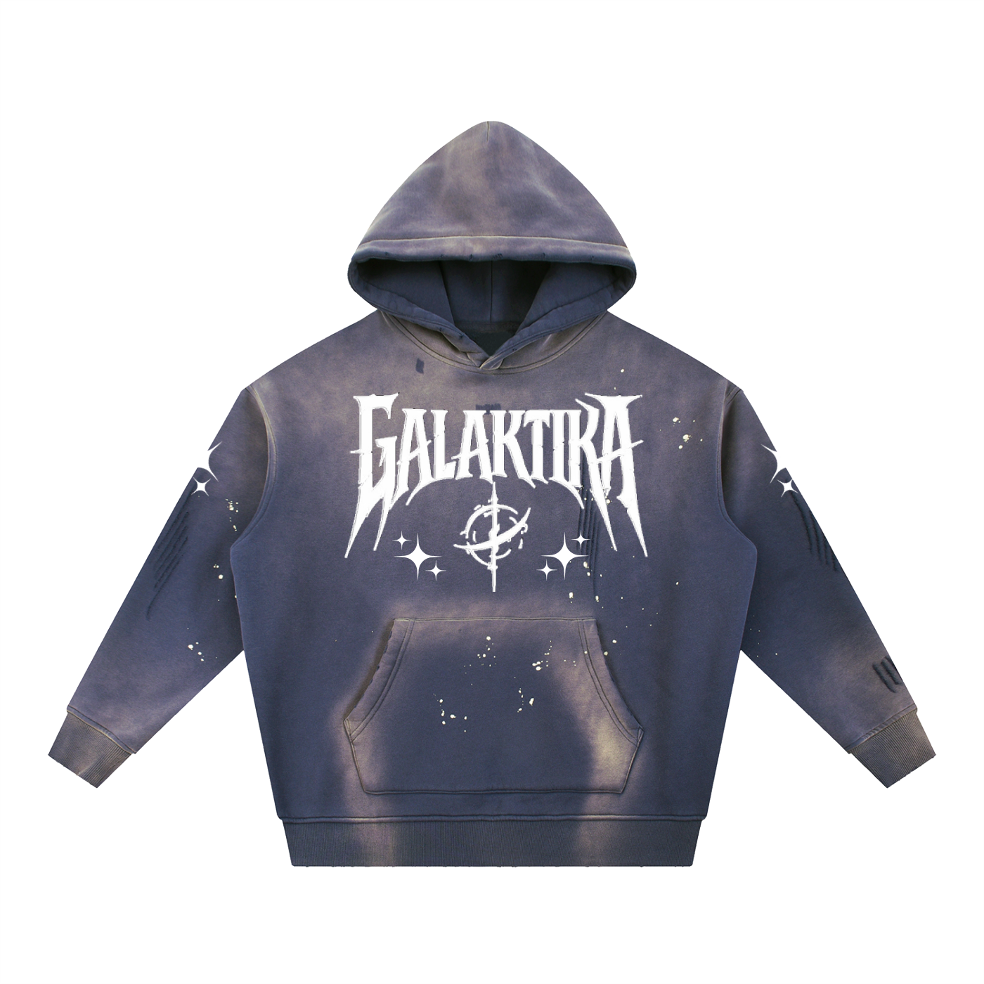 GALAKTIKA Vintage Washed Frayed Fleece Hoodie