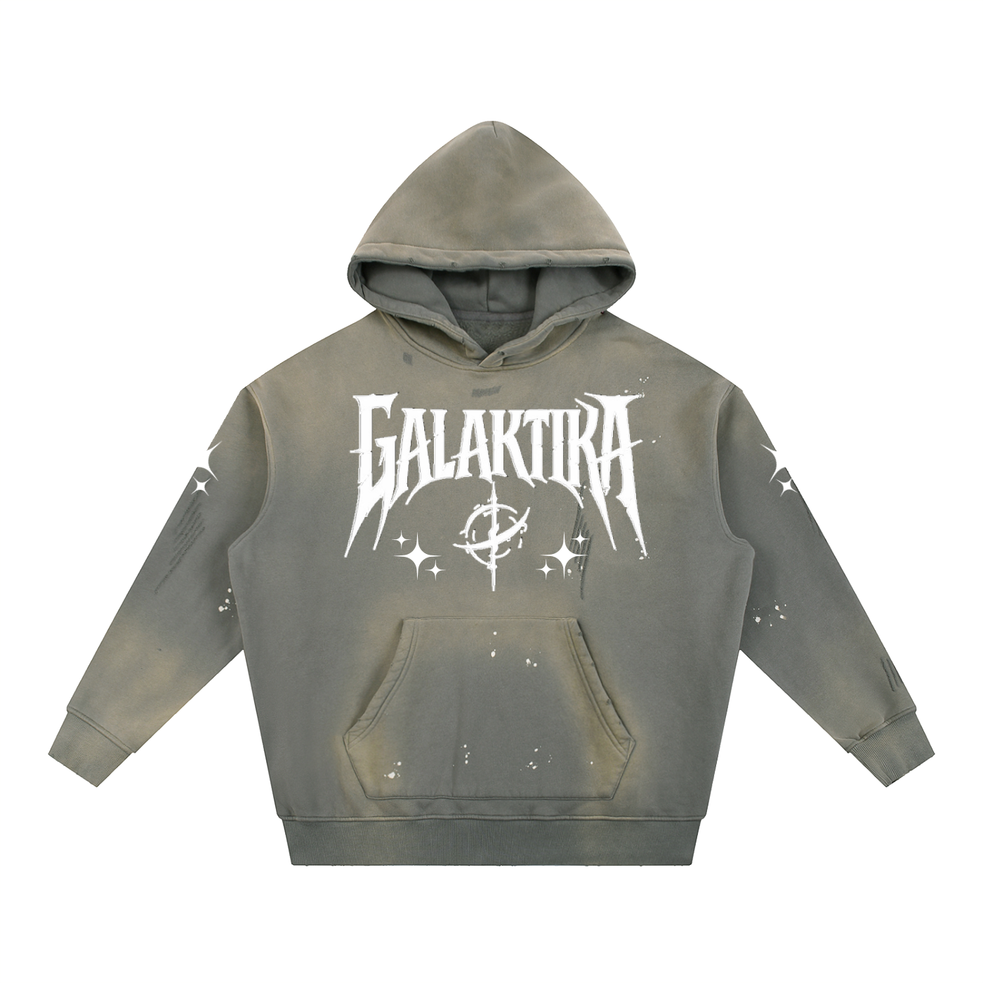 GALAKTIKA Vintage Washed Frayed Fleece Hoodie