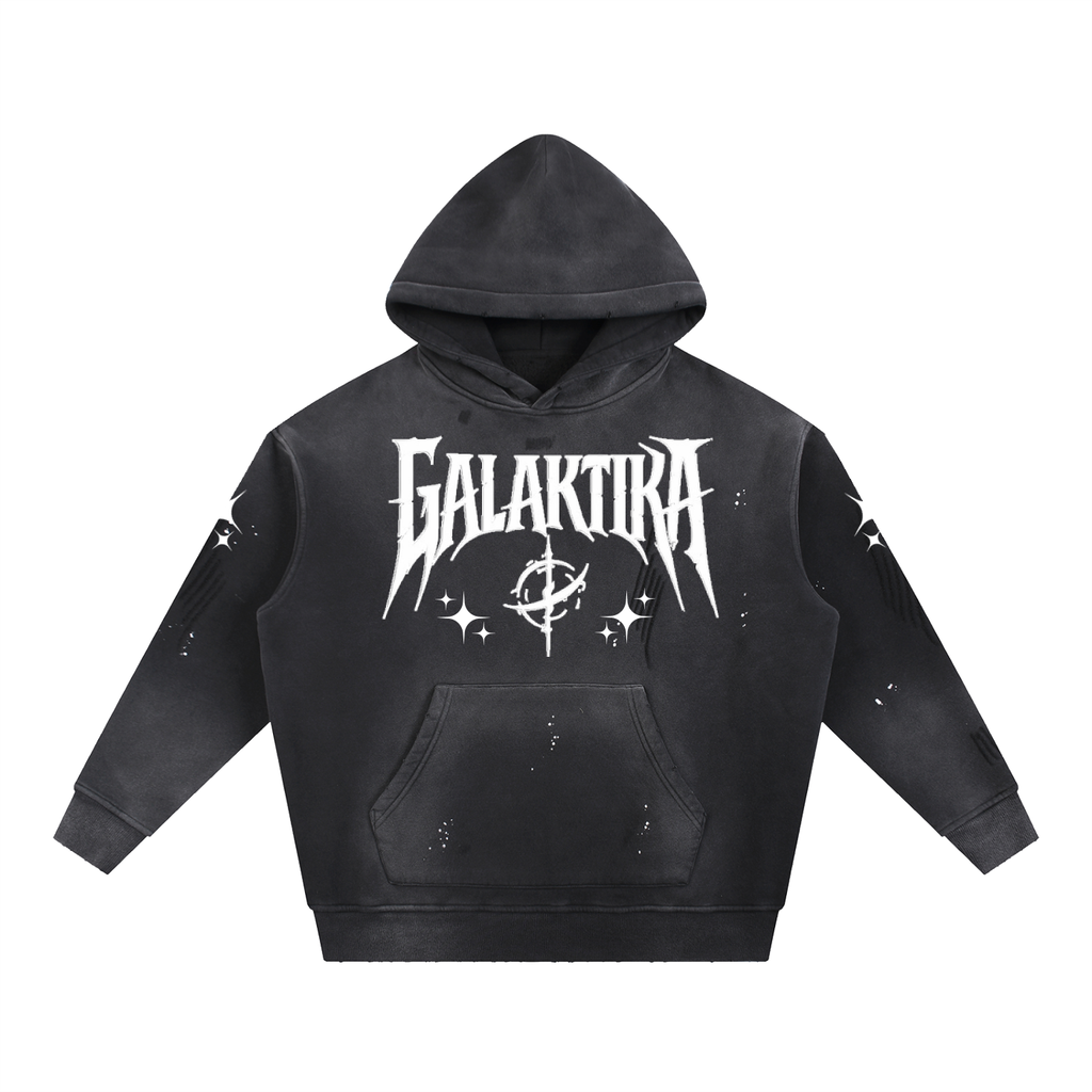 GALAKTIKA Vintage Washed Frayed Fleece Hoodie
