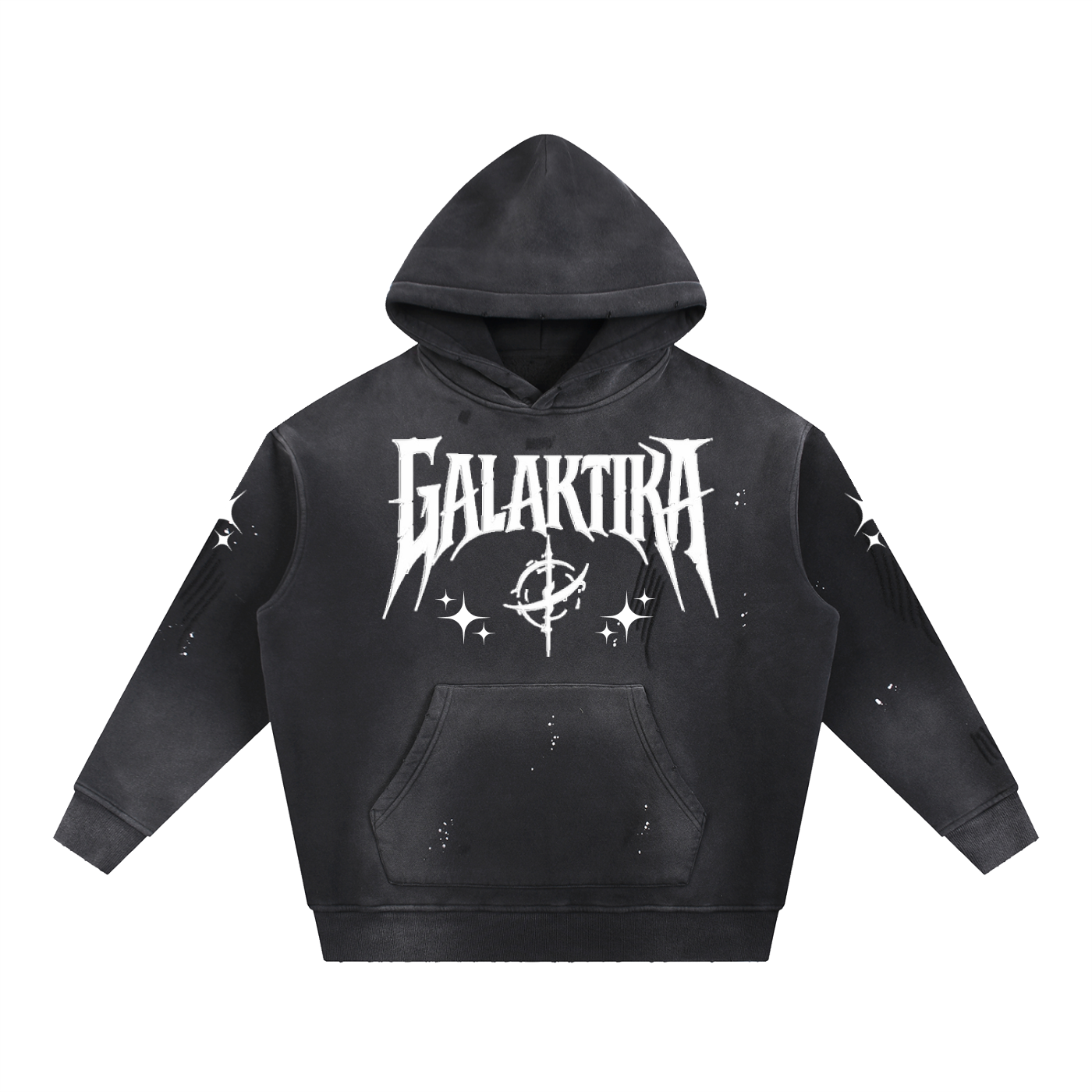GALAKTIKA Vintage Washed Frayed Fleece Hoodie