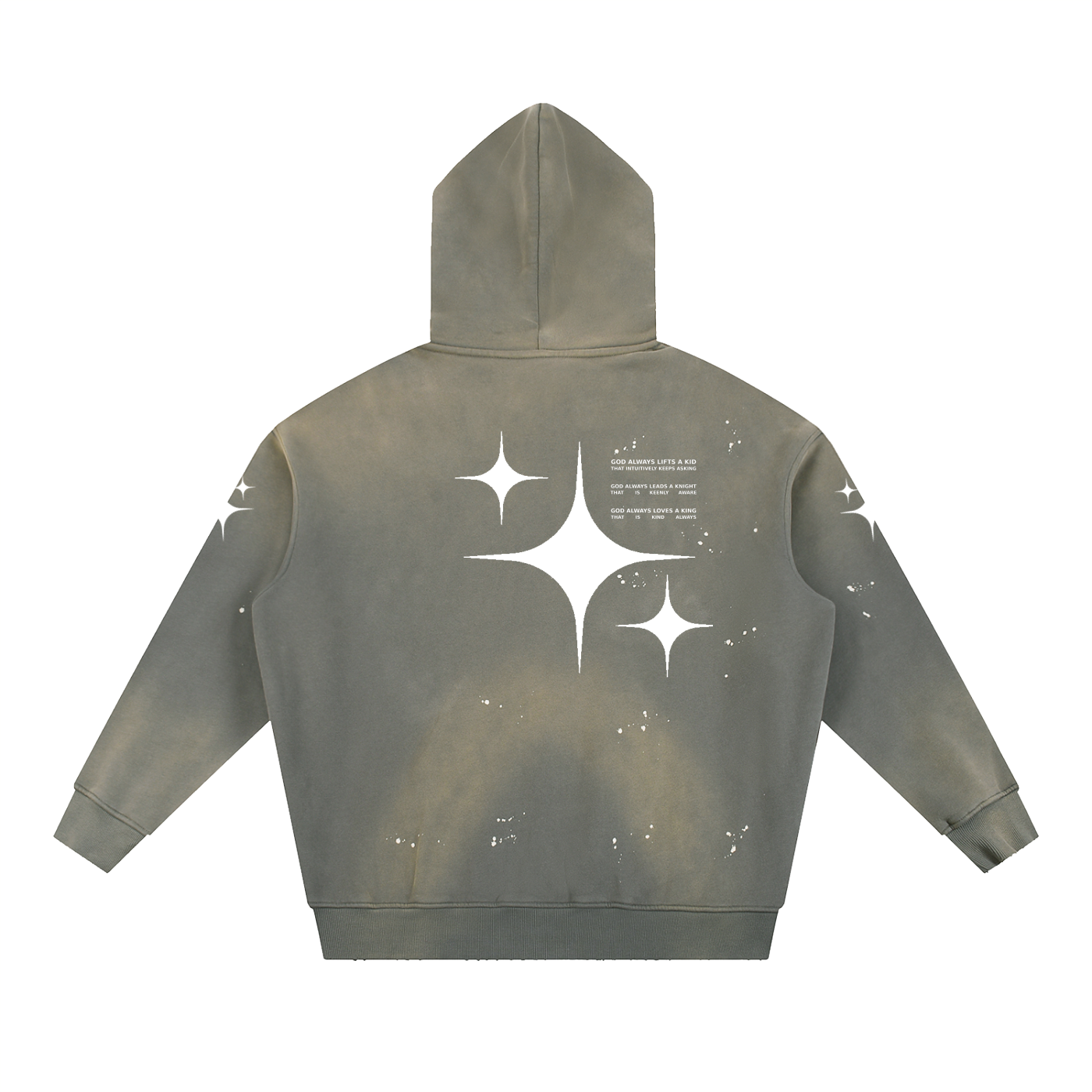 GALAKTIKA Vintage Washed Frayed Fleece Hoodie