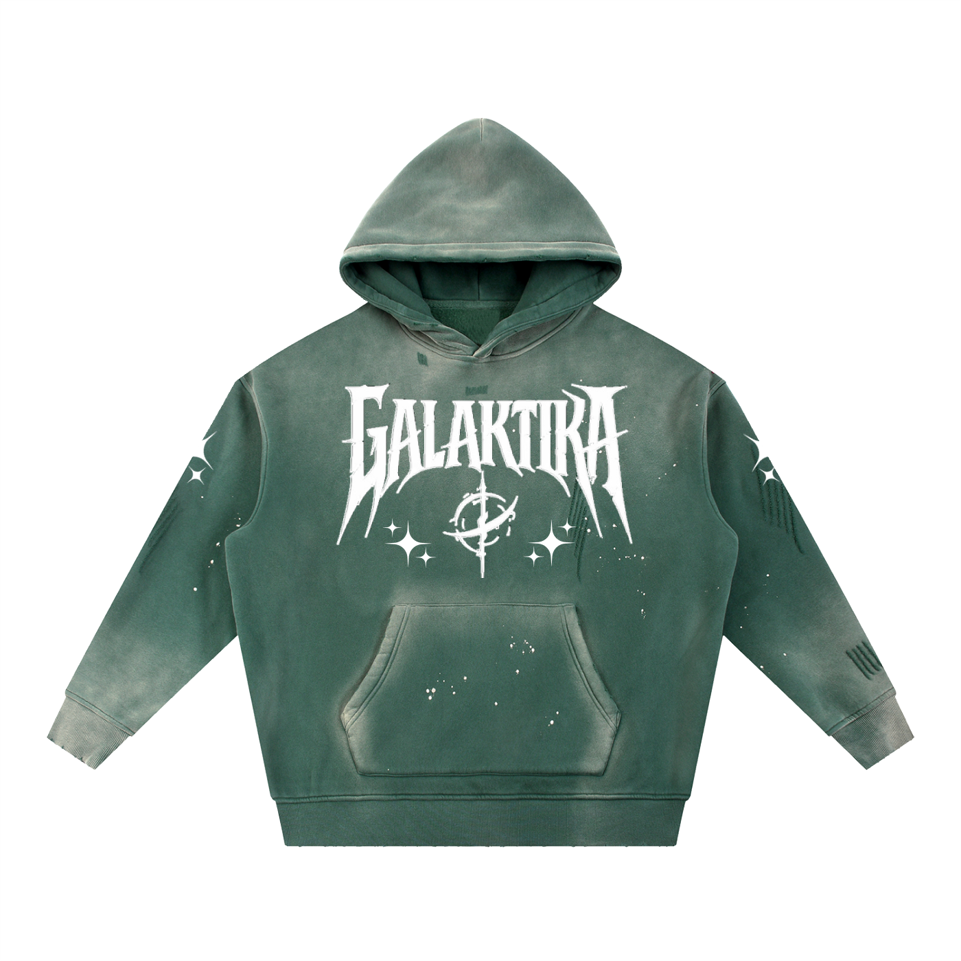 GALAKTIKA Vintage Washed Frayed Fleece Hoodie