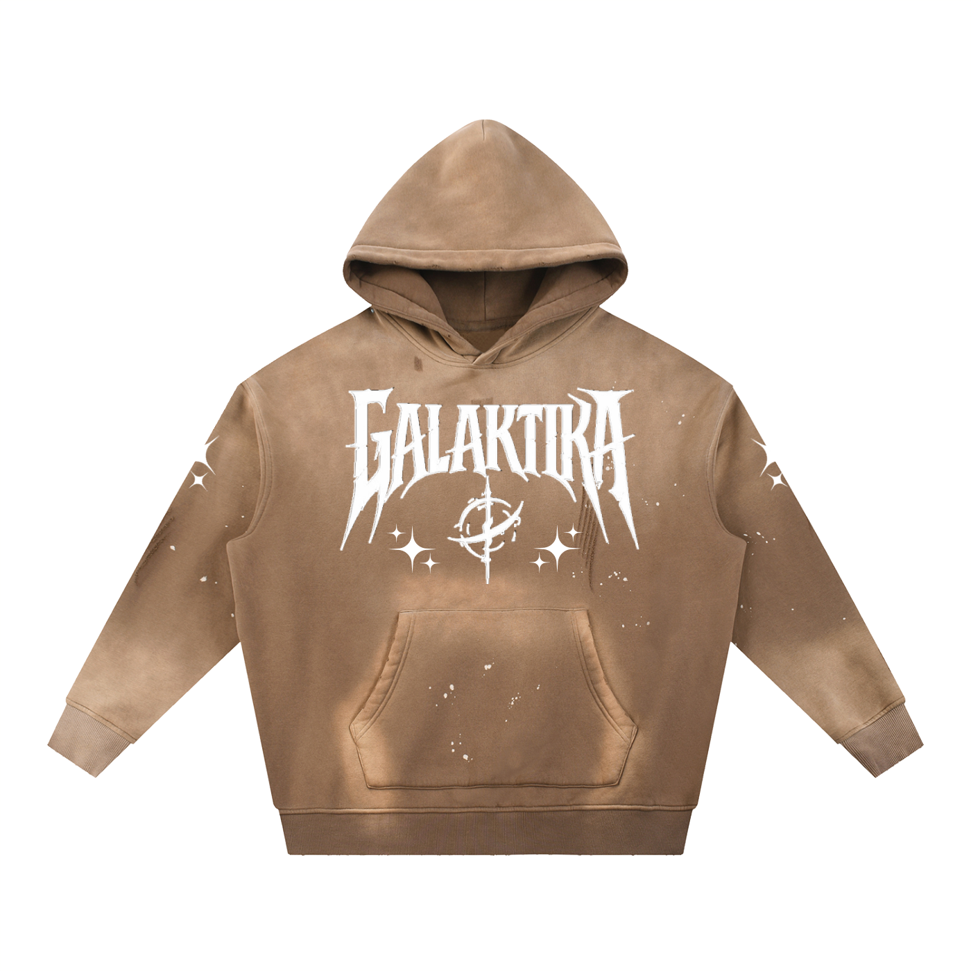 GALAKTIKA Vintage Washed Frayed Fleece Hoodie