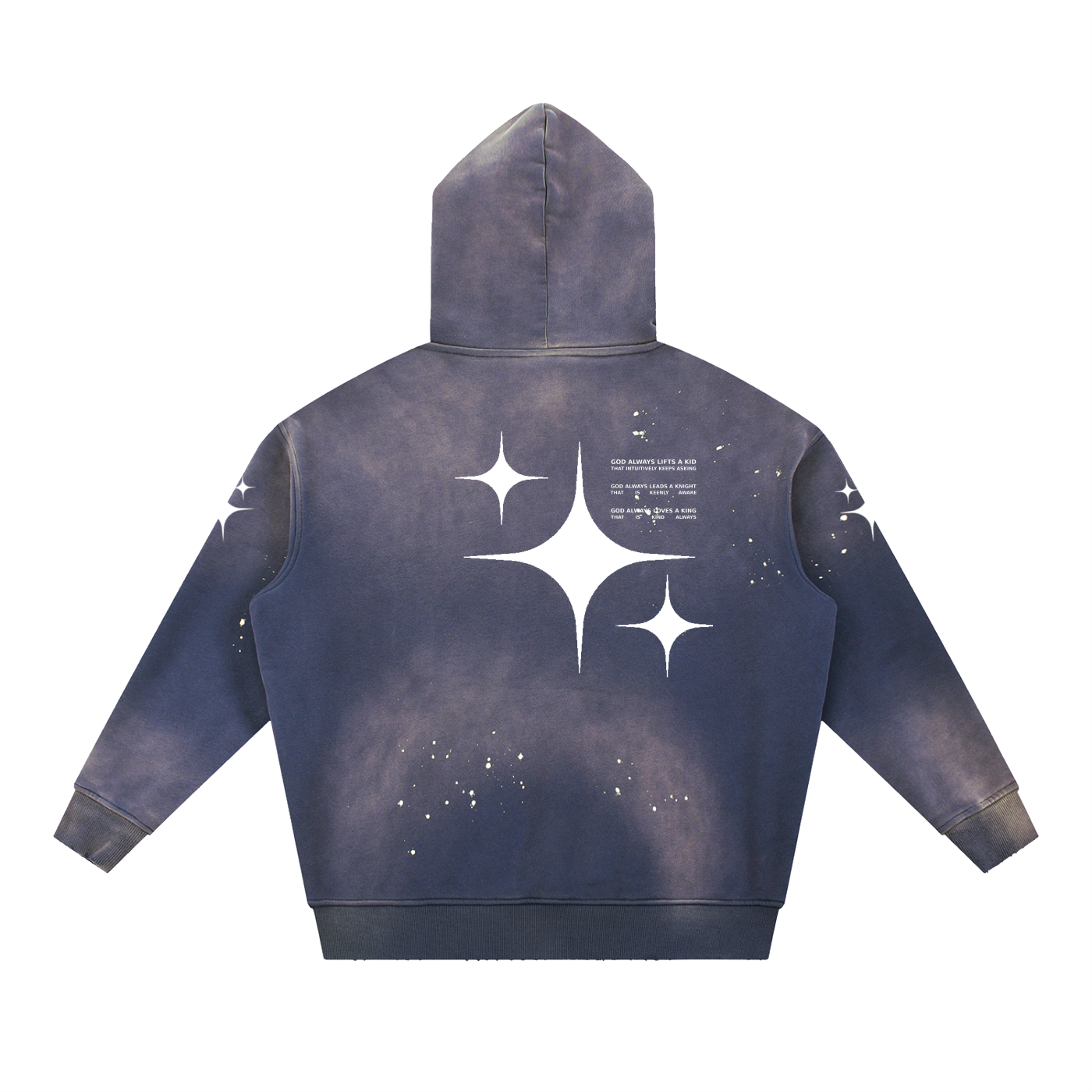 GALAKTIKA Vintage Washed Frayed Fleece Hoodie