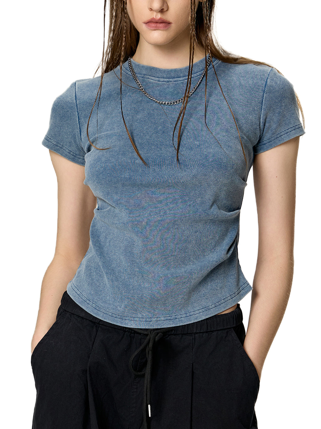 GALAKTIKA Vintage Washed Bodycon Cotton T-Shirt