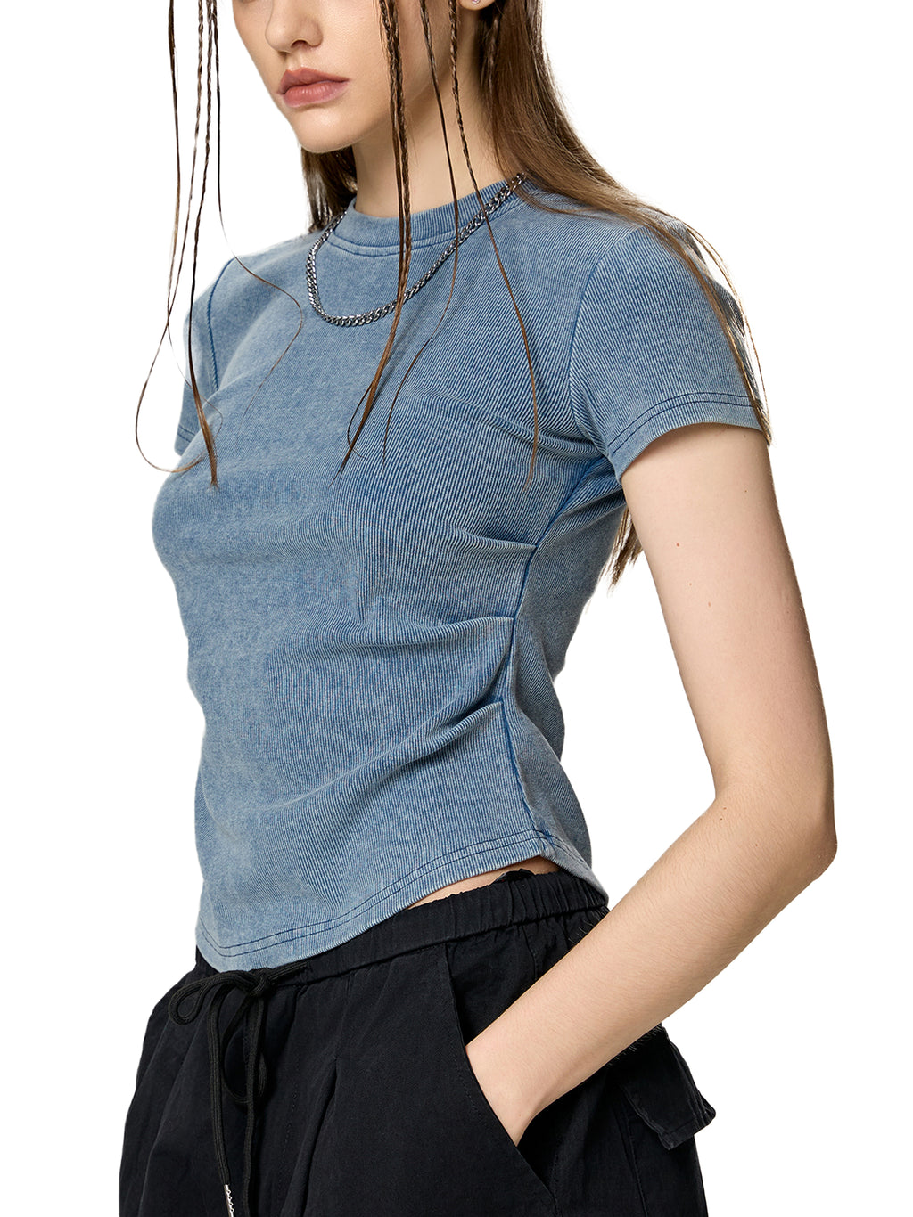 GALAKTIKA Vintage Washed Bodycon Cotton T-Shirt