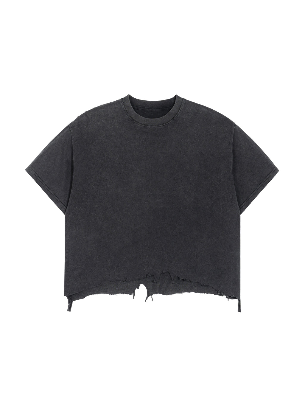 GALAKTIKA Vintage Wash Boxy Distressed Hem T-Shirt