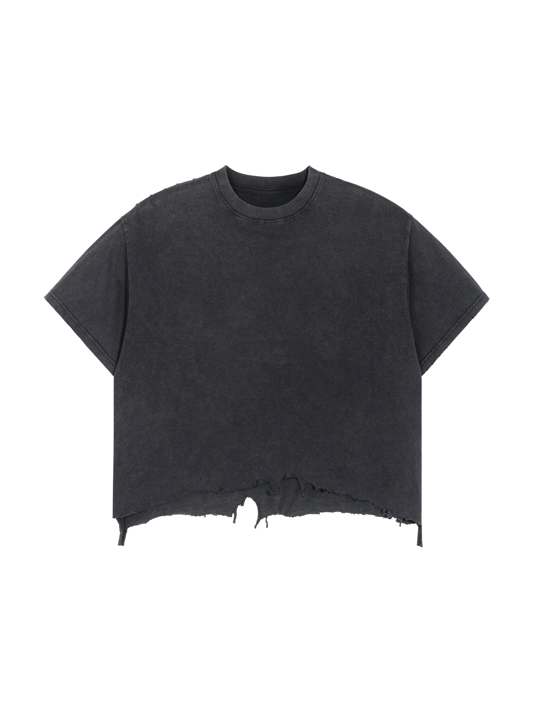 GALAKTIKA Vintage Wash Boxy Distressed Hem T-Shirt